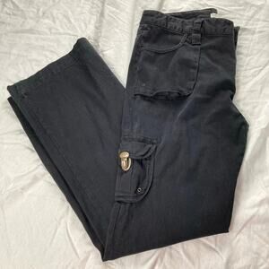 Y2K Route Women 7/8 Black Cargo Midrise Pants Skater Punk Streetwear Utility